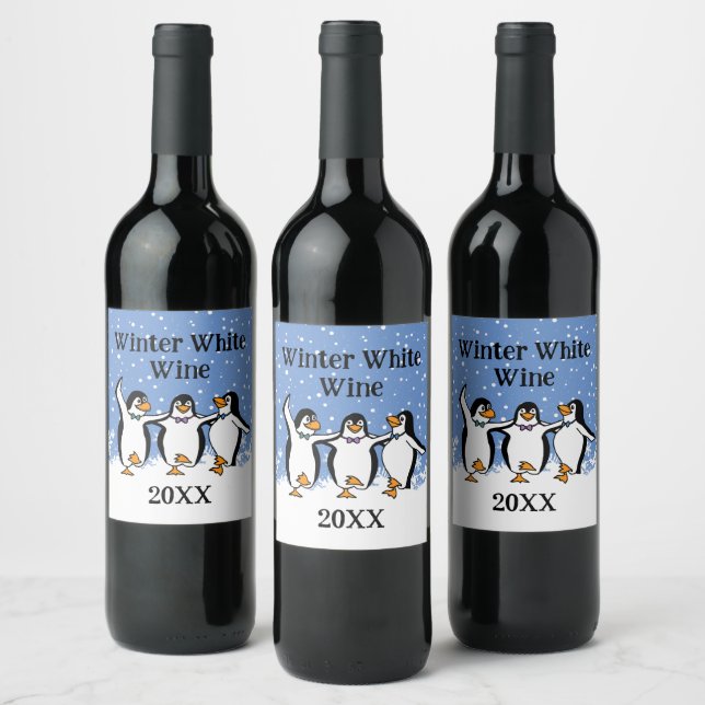 Étiquette Pour Bouteilles De Vin Dancing Penguins Design Vin Étiquette (Bouteilles)