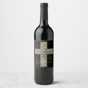 Étiquette Pour Bouteilles De Vin Dans la croix affectueuse de mémoire