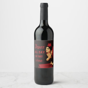 Étiquette Pour Bouteilles De Vin Danseur espagnol de flamenco avec ventilateur noir