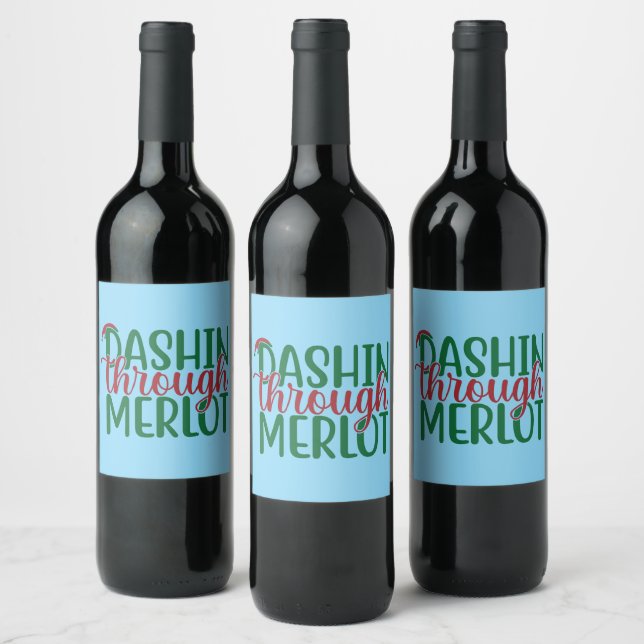 Étiquette Pour Bouteilles De Vin Dashing Through Merlot (Bouteilles)