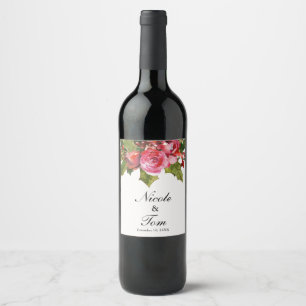 Étiquette Pour Bouteilles De Vin Décembre Mariage d'Hiver Floral Baies de Houx Vin