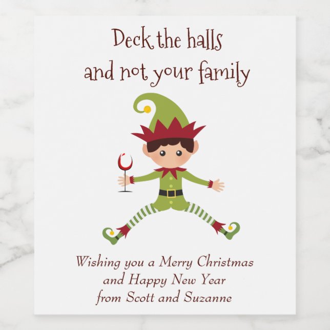 Étiquette Pour Bouteilles De Vin Deck the Halls Vin amusant Vin Étiquette (Étiquettes simples)