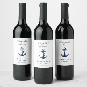 Étiquette Pour Bouteilles De Vin Décoration de mariage personnalisée avec ancre nau