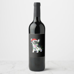 Étiquette Pour Bouteilles De Vin décoration des lumières de noël drôle bulldog