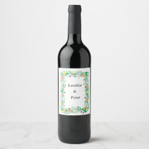 ÉTIQUETTE POUR BOUTEILLES DE VIN DECOUPAGE FLORAL CITRON ET FLEURS MIGNON