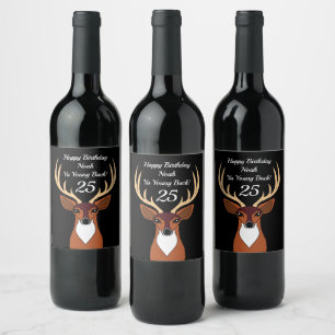 Étiquette Pour Bouteilles De Vin Deer Hunter Funny Young Buck Anniversaire personna
