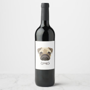 Étiquette Pour Bouteilles De Vin Définition de Cute Watercolor Pug Face
