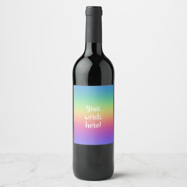 Étiquette Pour Bouteilles De Vin Dégradé profond arc-en-ciel (Devant)