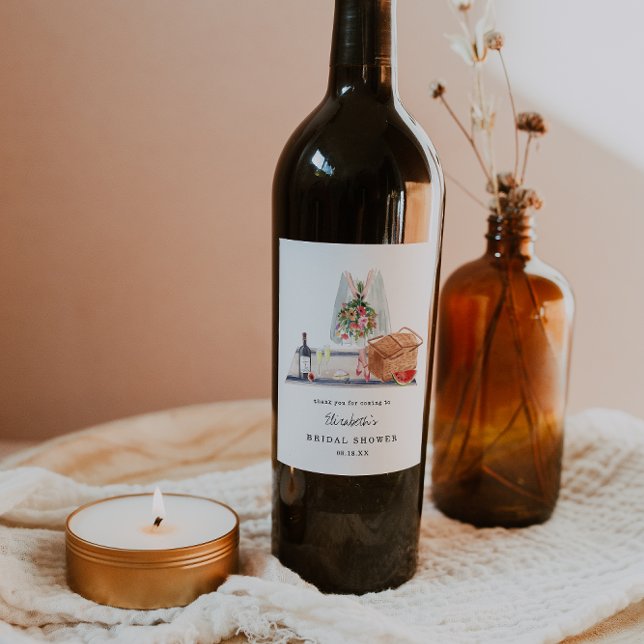 Étiquette Pour Bouteilles De Vin Dégustation de vins élégants | Pique-nique Baby Sh (Créateur téléchargé)