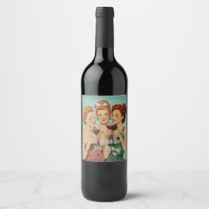 Étiquette Pour Bouteilles De Vin Dégustation vintage pour dames avec vin