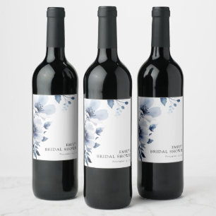 Étiquette Pour Bouteilles De Vin Déjeuner de mariage floral bleu marine