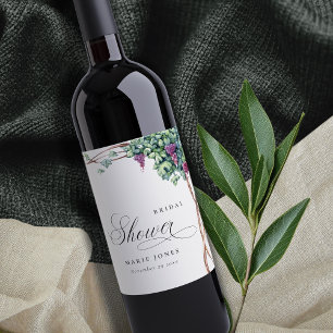 Étiquette Pour Bouteilles De Vin Délicieux Faune de Vigne à l'Aquarelle pour une Fê