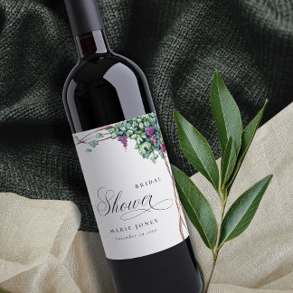 Étiquette Pour Bouteilles De Vin Délicieux Faune de Vigne à l'Aquarelle pour une Fê