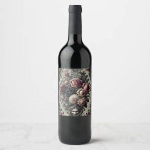 Étiquette Pour Bouteilles De Vin 🩸 Dellamorte Dellamore - Design Floral gothique