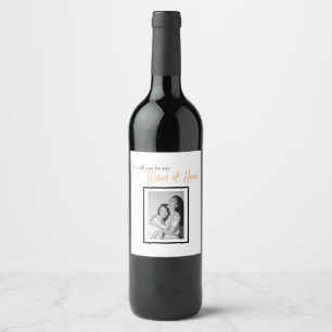 Étiquette Pour Bouteilles De Vin Demande de témoin de mariage minimaliste et élégan