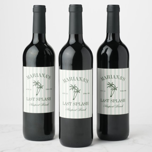 Étiquette Pour Bouteilles De Vin Dernier Splash Beach Palms Bachelorette (Bouteilles)