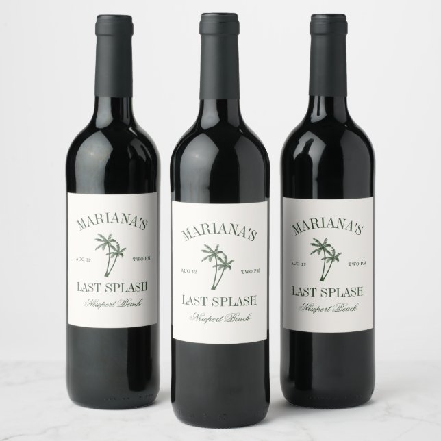 Étiquette Pour Bouteilles De Vin Dernier Splash Beach Palms Bachelorette (Bouteilles)