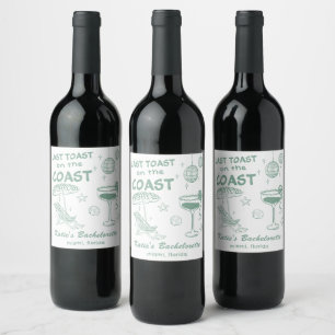 Étiquette Pour Bouteilles De Vin Dernier Toast Coast Beach Green Bachelorette Party