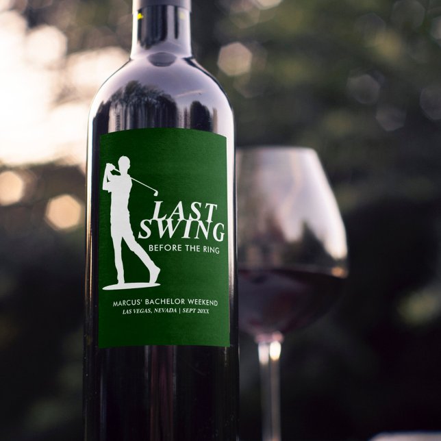 Étiquette Pour Bouteilles De Vin Dernier Tour de Swing avant le Golf Bachelor (Créateur téléchargé)