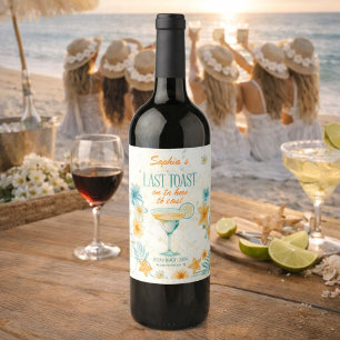 Étiquette Pour Bouteilles De Vin Dernière Toast sur la Côte Bachelorette de Plage P
