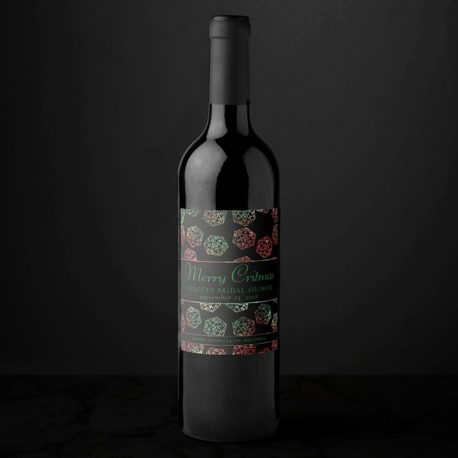 Étiquette Pour Bouteilles De Vin Dés RPG | Gamer Tabletop Imaginaire XMAS personnal (Créateur téléchargé)