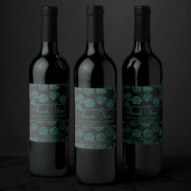 Étiquette Pour Bouteilles De Vin Dés RPG | Joueur de rôle tableau vert turquoise pe (Créateur téléchargé)