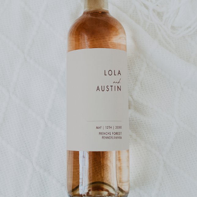 Étiquette Pour Bouteilles De Vin Désert simple | Étiquette de vin blanc Mariage nat (Créateur téléchargé)