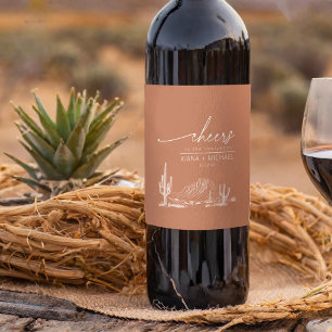 Étiquette Pour Bouteilles De Vin Desert Vibes Paysage Mariage Terra Cotta ID1019
