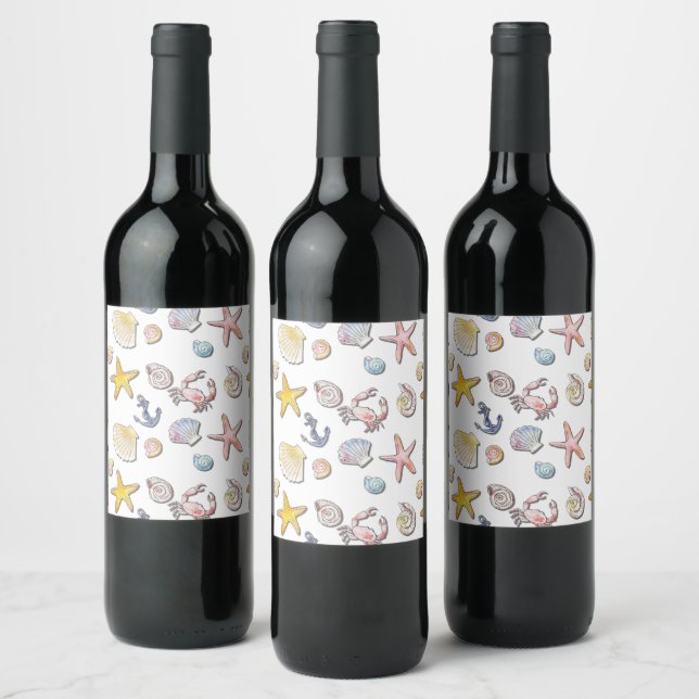 Étiquette Pour Bouteilles De Vin Design de plage simple et agréable (Bouteilles)