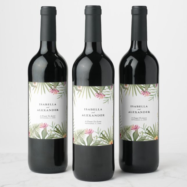 Étiquette Pour Bouteilles De Vin Design floral (Bouteilles)
