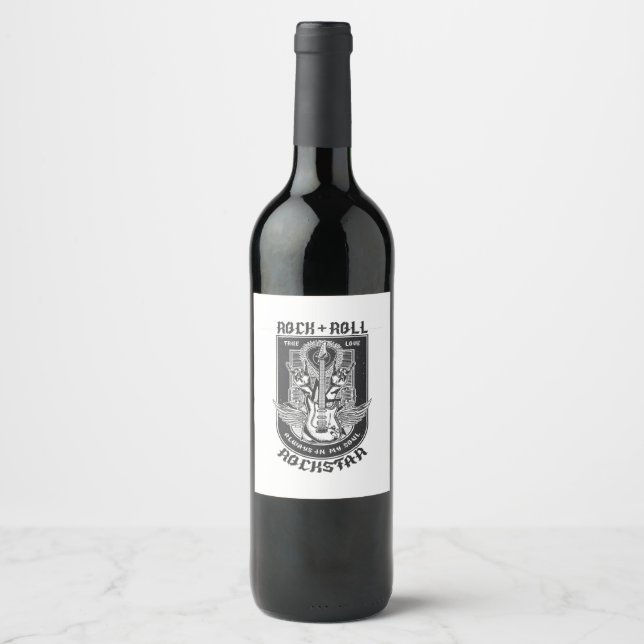 Étiquette Pour Bouteilles De Vin Design Guitar Rock (Devant)