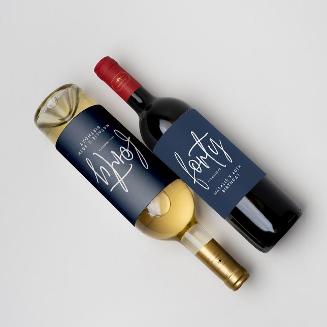 Étiquette Pour Bouteilles De Vin Design moderne 40e anniversaire simple élégant scr (Créateur téléchargé)