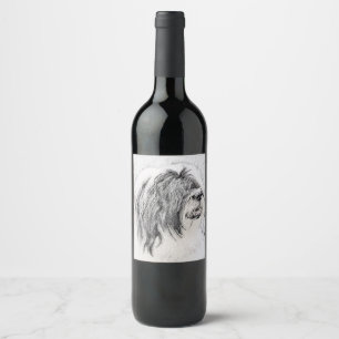 Étiquette Pour Bouteilles De Vin Dessin de collie barrée - Belle art original de c