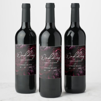 Étiquette Pour Bouteilles De Vin dessin de mariage floral bordeaux mettant en vedet