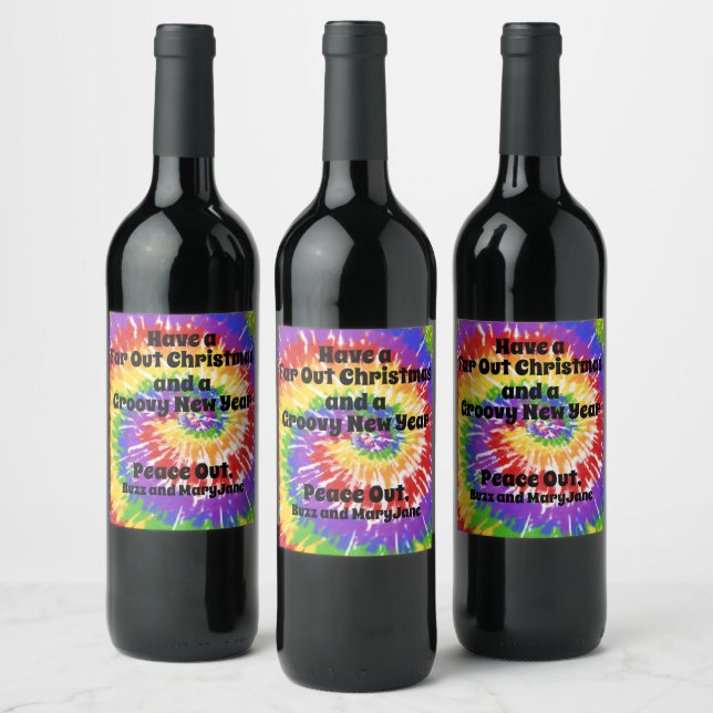 Étiquette Pour Bouteilles De Vin Dessin Hippy Tie Dye (Bouteilles)