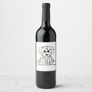 Étiquette Pour Bouteilles De Vin Dessin simple de contour de chien en peluche dalma