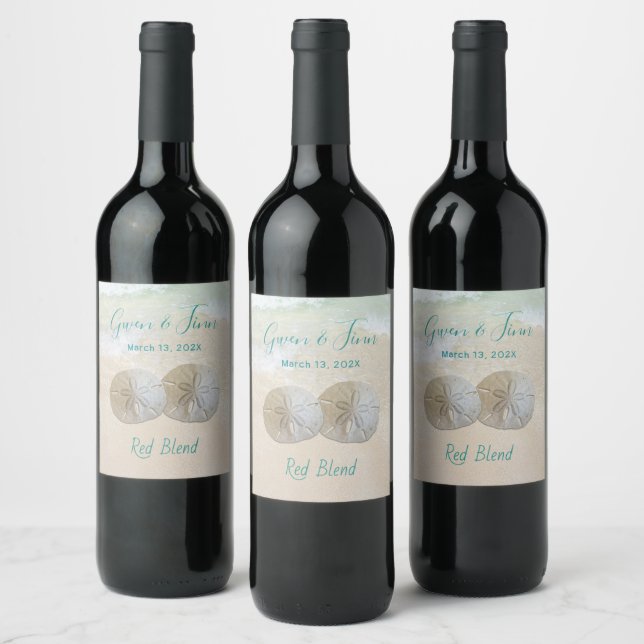 Étiquette Pour Bouteilles De Vin Deux Mariage Personnalisé Dollars de Sable (Bouteilles)