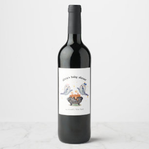 Étiquette Pour Bouteilles De Vin Deux petits Boos Ghost Halloween Twins Baby shower