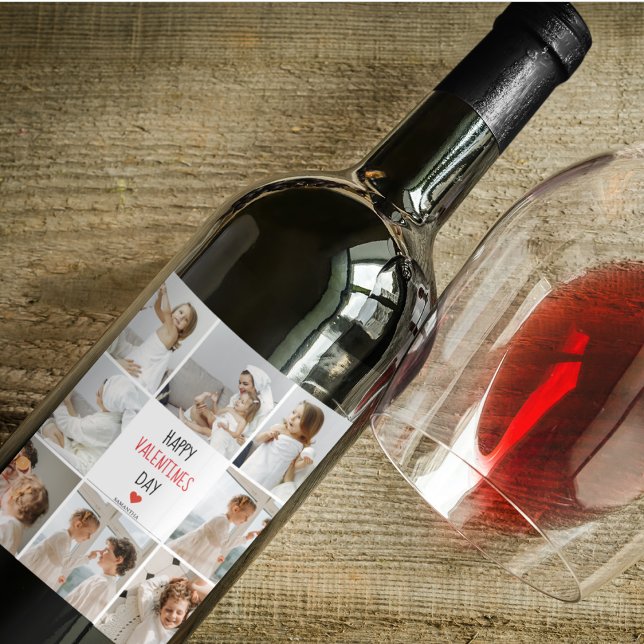 Étiquette Pour Bouteilles De Vin Deux photos | Happy Valentines Day | (Créateur téléchargé)