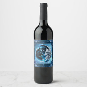Étiquette Pour Bouteilles De Vin Deux têtes de loup majestueuses