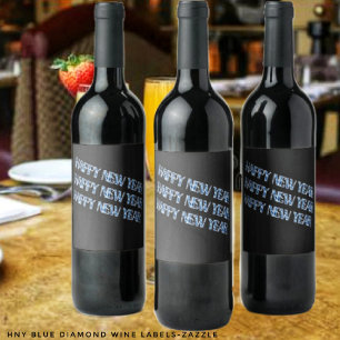 Étiquette Pour Bouteilles De Vin Diamant bleu HNY