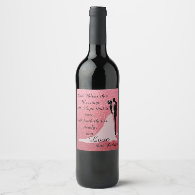 Étiquette Pour Bouteilles De Vin Dieu bénisse ce mariage (Devant)