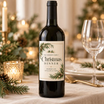 Dîner de Noël Élégant Evergreen Vin Personnalisé 