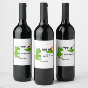 Étiquette Pour Bouteilles De Vin Dinosaure de golf à la retraite