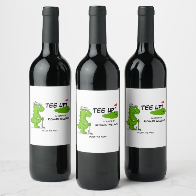 Étiquette Pour Bouteilles De Vin Dinosaure de golf à la retraite (Bouteilles)