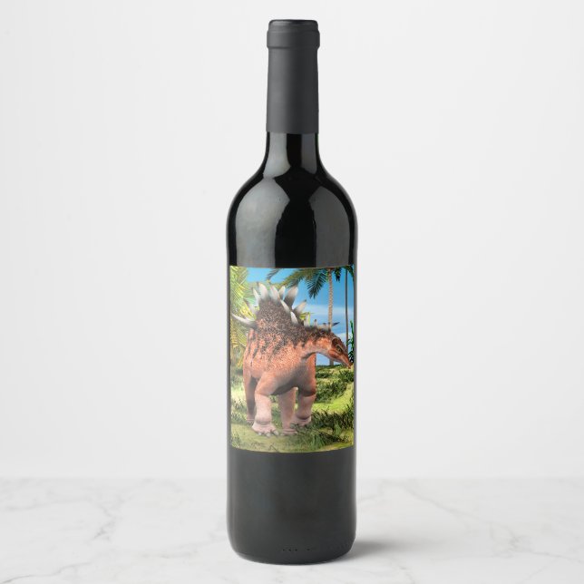 Étiquette Pour Bouteilles De Vin Dinosaure Kentrosaurus (Devant)