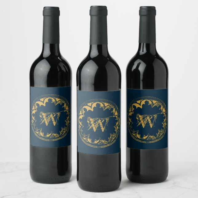 Étiquette Pour Bouteilles De Vin Distressed monogram (Bouteilles)