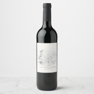 Étiquette Pour Bouteilles De Vin Dollar de Sable et Eucalyptus de bord de mer à l'a