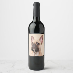 Étiquette Pour Bouteilles De Vin Don de chien   French Bulldog À Mal Visage