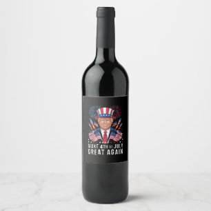 Étiquette Pour Bouteilles De Vin Donald Trump 4 juillet sa grandeur